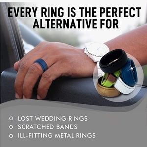 5 PACK EveryRing Men | Men’s Silicone Wedding Band Engagement Ring Alternative